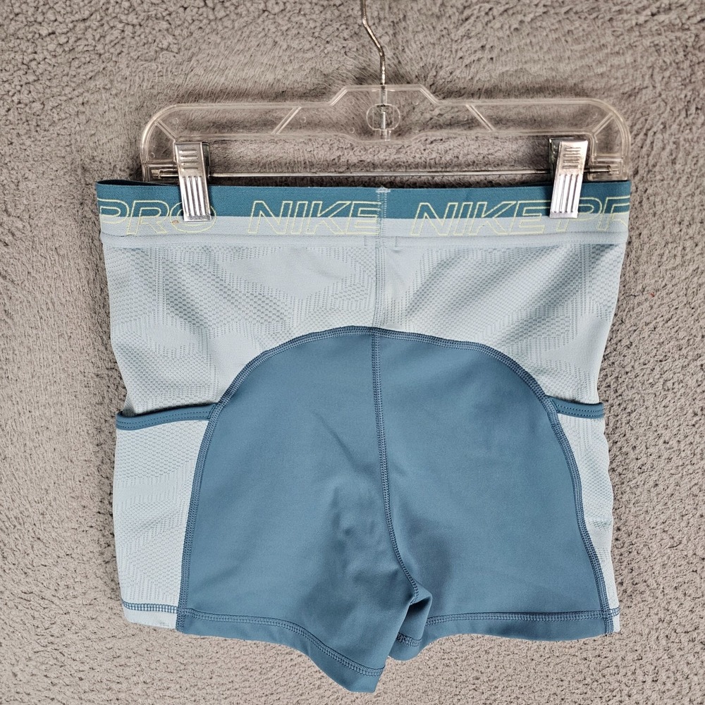 Nike Pro Training Shorts Women Medium Blue Dri Fit Pockets High-Waist DX0059 440